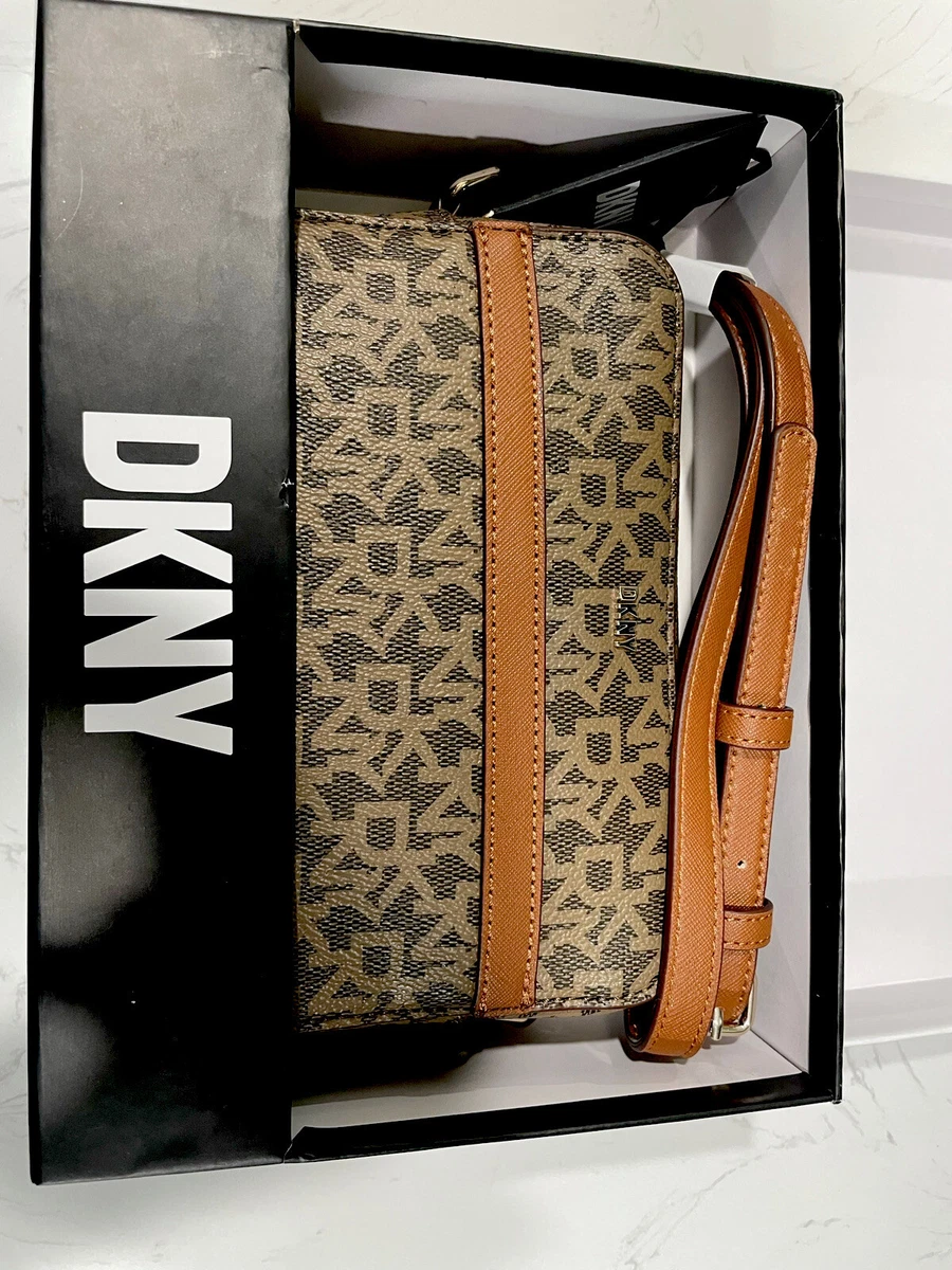 DKNY FAYE-TZ Camera Bag Brown u0026 Cream Faux Leather Crossbody. | eBay