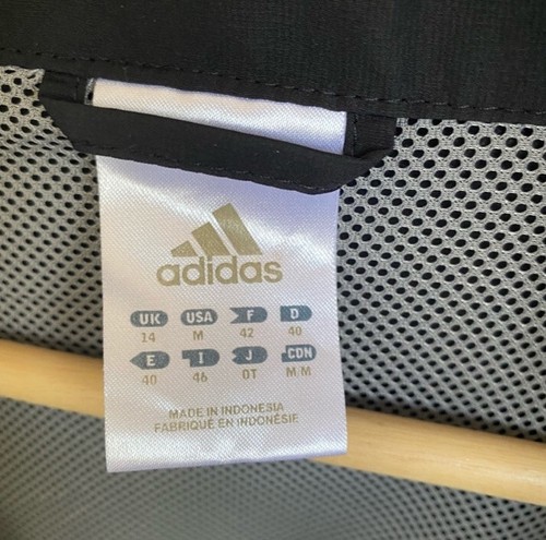 ADIDAS Women’s Windbreaker Jacket Full Zip Black Size Medium Full Zip VINTAGE - Foto 3 di 11