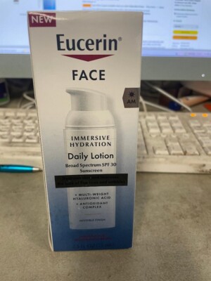 New Eucerin Face Hydration Daily Lotion w/ Sunscreen SPF 30 Hyaluronic Wrinkles