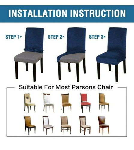 H.Versailtex Stretch Dining Chair Covers Set Of 2 Chair Covers Navy - Picture 5 of 7