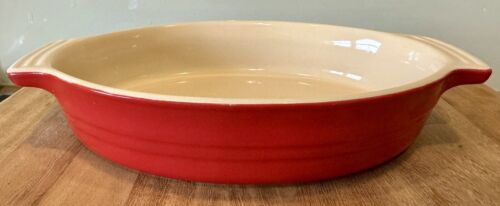 le creuset Red/cream stoneware oval baking oven dish. 10”x7”. BNWOT - Picture 1 of 5