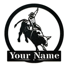 Customized Metal Bull Rider Farmhouse Ranch Name Address Sign Decorative Gift