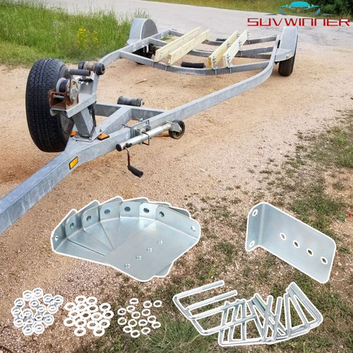 8Pcs 8 inch Galvanized LType Boat Trailer Bunk Brackets for 3x3