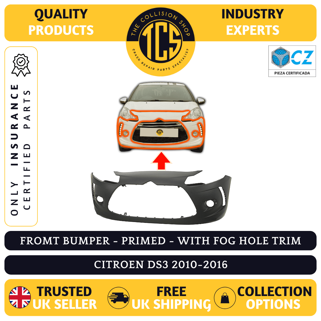 CITROEN DS3 2010-2016 FRONT BUMPER PRIMED WITH FOG HOLE TRIM INSURANCE CERTIFIED