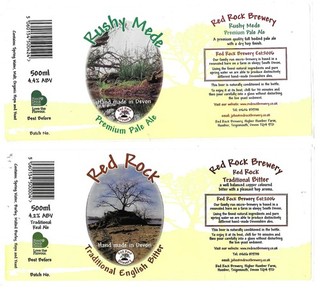 Beer Labels: 2 x Red Rock Brewery Teignmouth