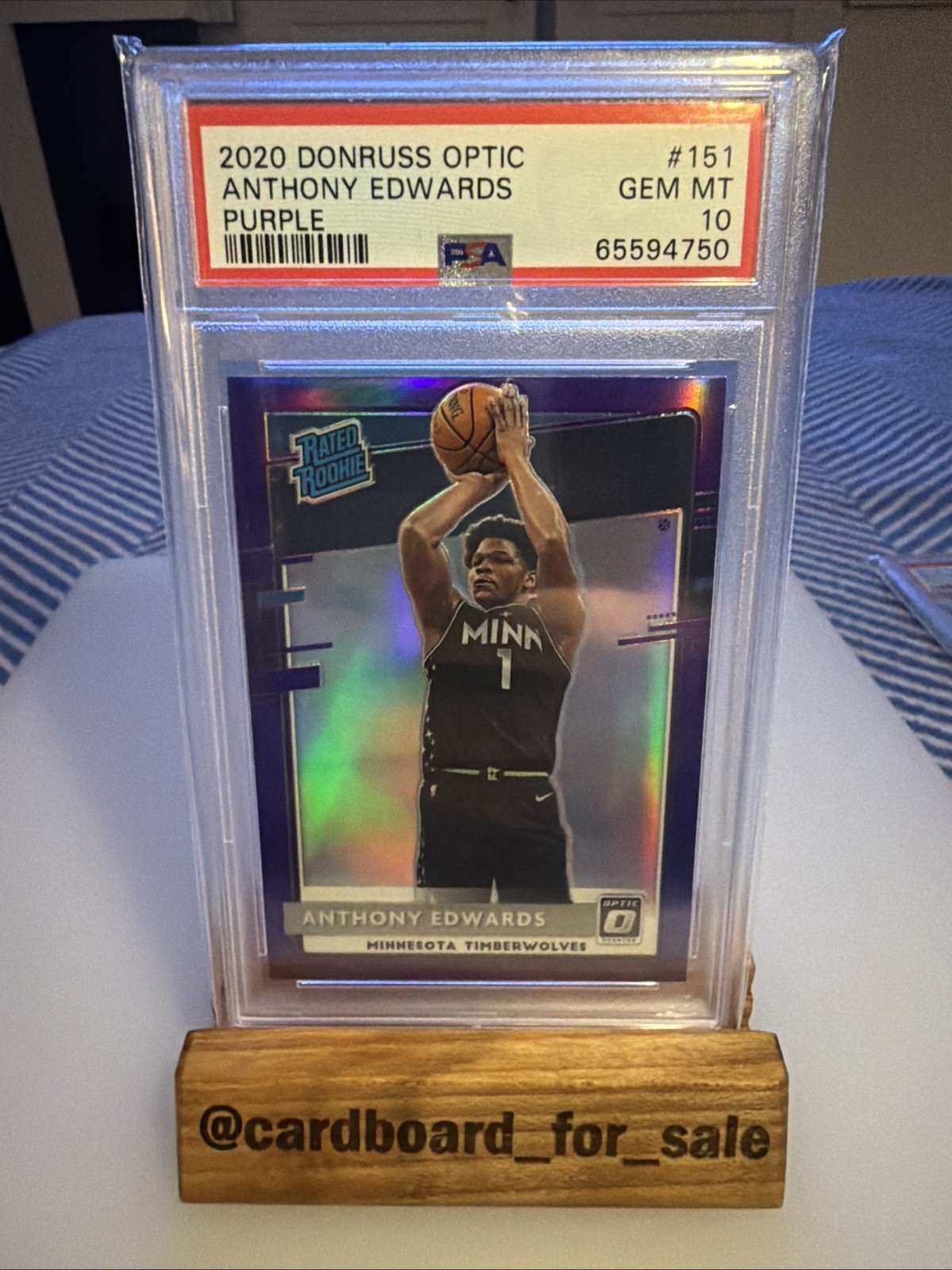 2020 Optic Purple #151 Anthony Edwards PSA 10 Rated Rookie RC