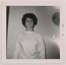 FOUND PHOTO Woman Portrait With Dots Lights Snapshot Vtg 1960s 
