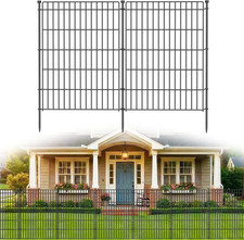 10 Panels No Dig Garden Fence Animal Barrier, 44In H   23.6Ft L Decorative Met