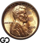 1930 Lincoln Cent Wheat Penny, Lustrous Gem BU++