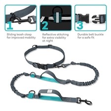 Hands Free Dog Leash For Walking Running Waist Leash with Bungee Adjustable Belt