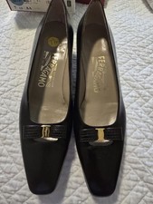 Black Salvatore Ferragamo vintage heels made in Italy .