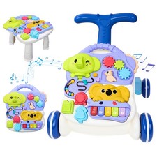 3-in-1 Baby Walker with Piano Sit-to-Stand Toddler Push Toy for Walking