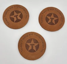 3 Pack Of 1960S-70S Texaco Gasoline Trading & Transportation Leather Coaster