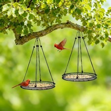 2 Pack Wild Bird Seed Catcher Under Feeder Tray Hanging Hoop Platform Stand