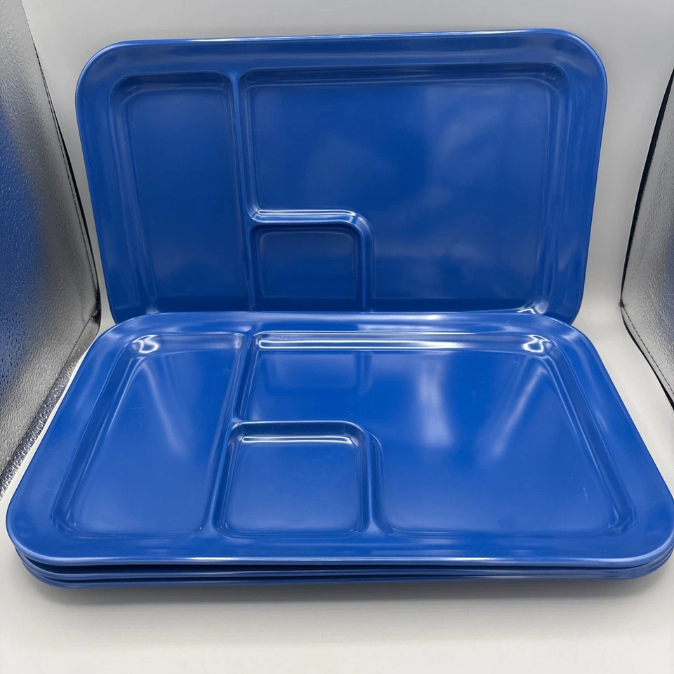 4 Oneida Melamine Tray Blue Rectangular Palette Collection 15.5" L Vintage 1995 - Image 2 of 4