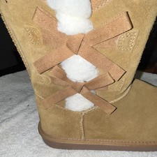 Koolaburra by UGG Brown Suede Faux Fur Lined Mid-Calf Boots Bow Accents 5