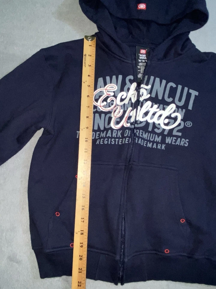 Ecko Unltd для мальчиков средний размер (10/12?) Толстовка с капюшоном на молнии свитер толстовка темно-синий  - Изображение 2 из 4