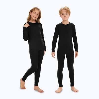 Woolcano 100% Merino Wolle Kinder Thermowäsche Set Shirt Leggings 9-10 Jahre