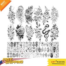 64 Sheets Waterproof Floral Temporary Tattoos - Long Lasting Body Art