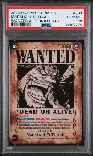 2024 One Piece Marshall D. Teach Wanted Poster Alternate Art SP OP09-093 PSA 10
