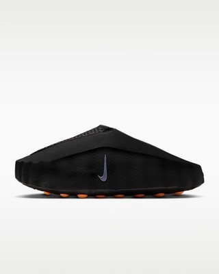 Nike Mind 001 Black Slip On Recovery Clog Orange Studded Outsole Slippers