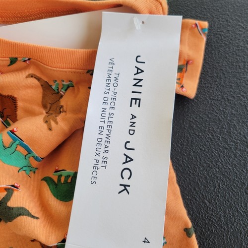 NWT Janie and Jack Dino Skate Short Pajama Set Orange Size 4 - Picture 6 of 9