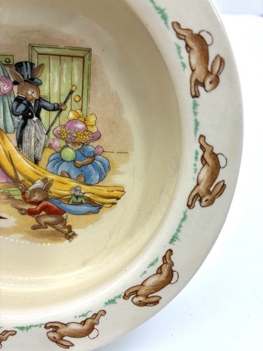 Vintage Royal Doulton Thick Bone China Bunnykins Child Baby Bowl "Dress Up” ASIS - Picture 4 of 8