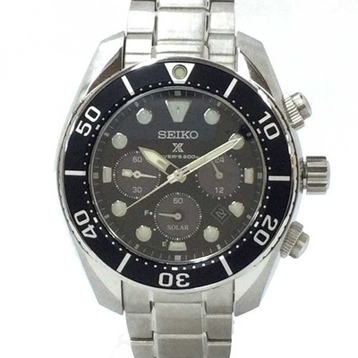 N SEIKO SBDL061 Prospex Diver Scuba Solar V192 0AD0 Silver Color x Black Bezel x
