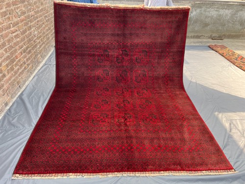 6.10x9.3 ft Antique Turkmen Bukhara Rug Hand Knotted Wool Geometric Area Carpet