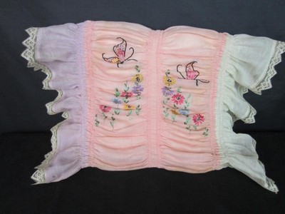 *True Antique 1920's Boudoir Bed Throw Pillow Hand Embroidery, Sham, Insert