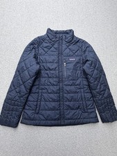 Patagonia Quilted Puffer Jacket Kids 12 Blue Insulated Full Zip Outdoor