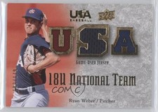 2008 USA Baseball Teams 18U National Team Game-Used Jersey /179 Ryan Weber 0a1