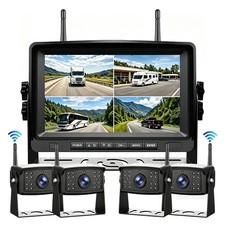 Wireless 7" Monitor 1080P Backup Camera System DVR BSD Quad Screen for Truck RV