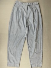 Vintage Marcia Relaxed Pleated Chambray Trousers Women's 14/M Light Blue Marina