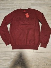 NWT Guess Stero Deboss Sweater 3D Logo Crewneck Ravishing Red Men's Small
