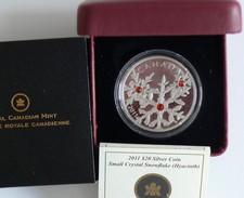 Canada 20 dollari 2011 piccoli fiocchi di neve di cristallo, 1 oz argento, PP