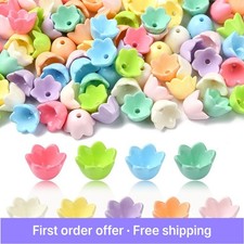 100pcs Opaque Acrylic Valley Flower Bead Caps Floral End Caps for Jewelry DIY