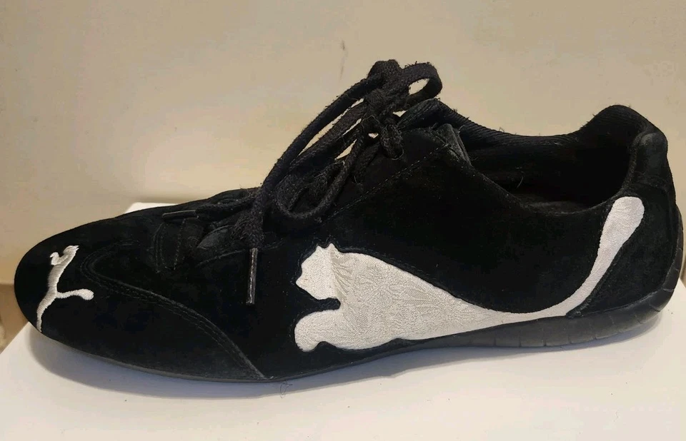 Vintage Y2K Original Puma "Future Cat" Black/White Suede Sneakers Womens Sz.9/40 - Image 4 of 4