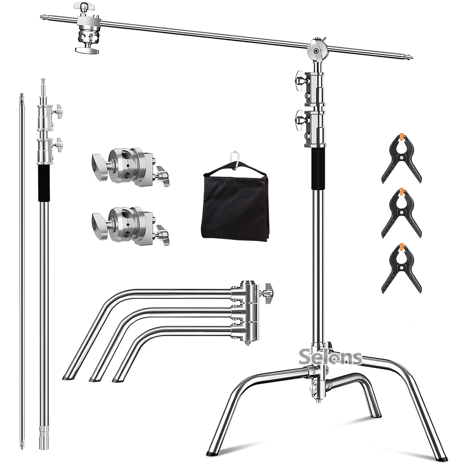11ft Studio Heavy Duty C Light Stand Century Booms Gobo Arm Grip Stainless Steel