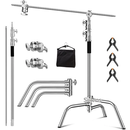 11ft Studio Heavy Duty C Light Stand Century Booms Gobo Arm Grip Stainless Steel