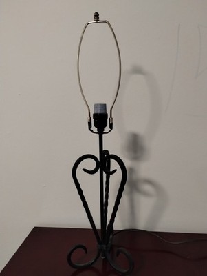 Mid 20th century spanish Hand Forged Iron Table Lamp 25.75 in height 7 in base