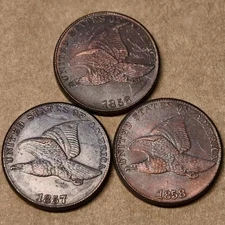 1856/1857/1858 3Pcs Flying Eagle Cent Very Good VG Coin As shown in the figure