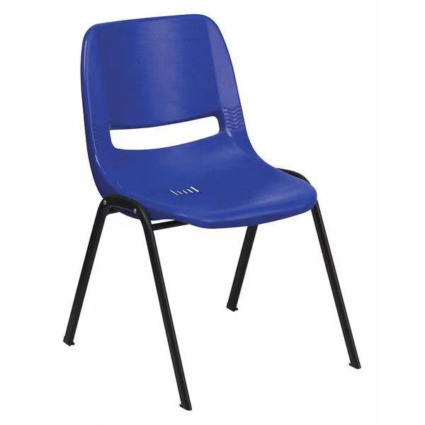 Flash Furniture Stack Chair, Plastic, Blue, Ergonomic Shell RUT-EO1--GG Flash