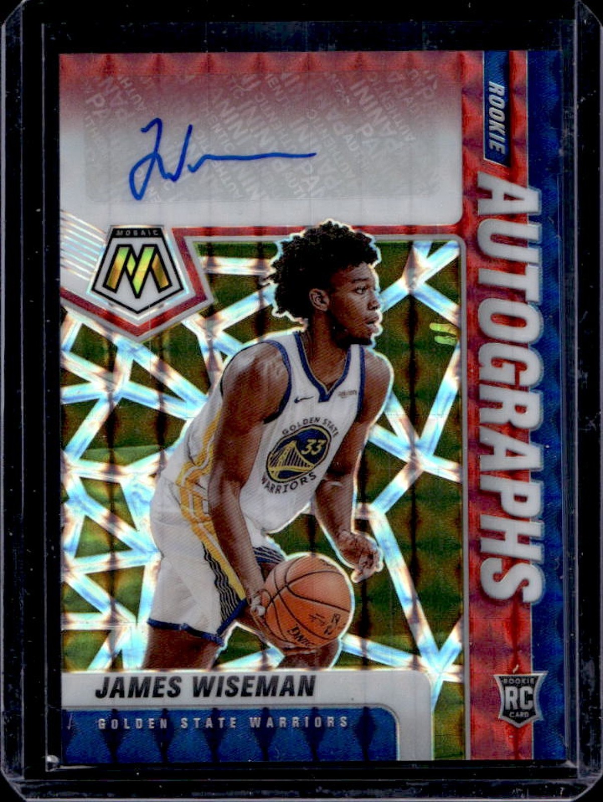 2020-21 Mosaic James Wiseman Rookie Auto RC Choice Fusion Red and Yellow #RA-JWI