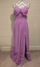 Vestido de novia de ducha de novia Aline cuello en V maxi corsé volantes correas talla 8 malva 