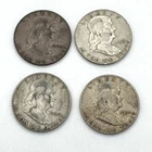 Franklin Half Dollar Lot of 4 Circulated Mixed Dates No Mint Mark 90% Silver