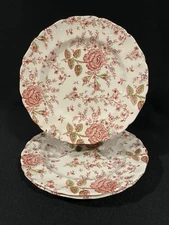 Set of 3 JOHNSON BROTHERS Pink ROSE CHINTZ 10” Dinner Plates