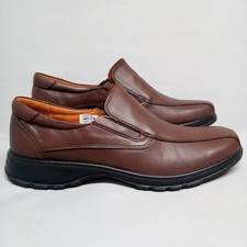 DB Shoes Easy-B 'Nelson' Shoes Brown Leather Slip On UK 9.5 2E Extra Wide