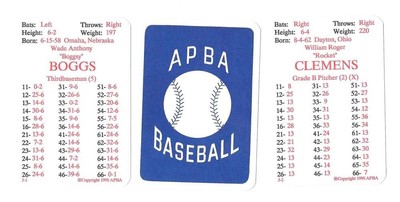 1989 APBA Season w/ Extra Players - BOSTON RED SOX Team Set