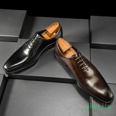 Mens Real Leather Shoes British Brogue Business Wedding Dress Retro Classic Work